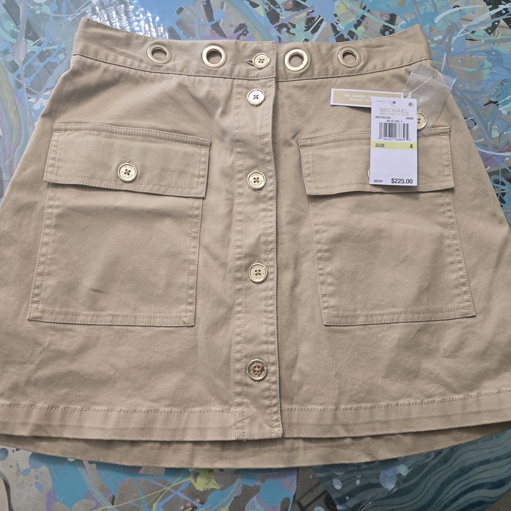 Michael Kors Tan Button-Front Skirt